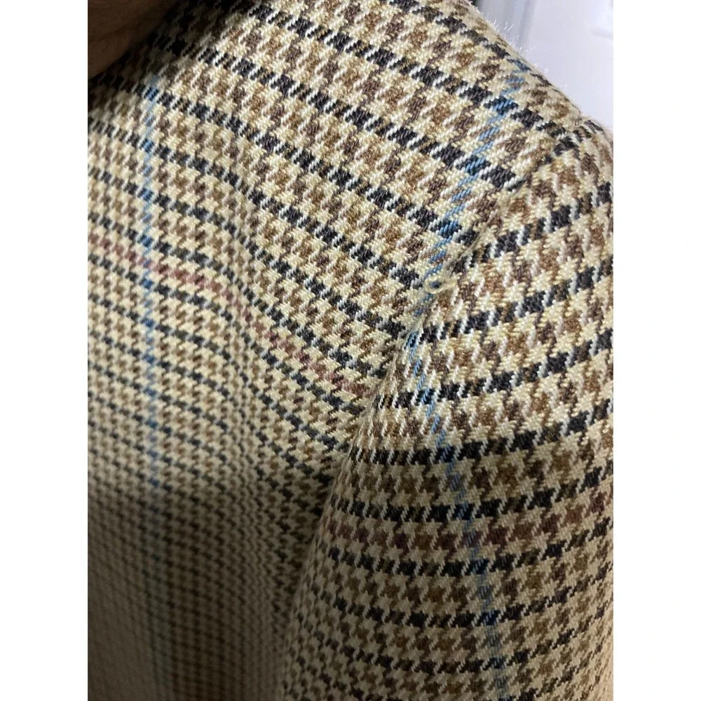 Linea‎ Uomo VTG Houndstooth Blazer Tan Men 44L Classic Tailored Old Money Luxe